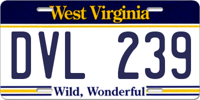 WV license plate DVL239