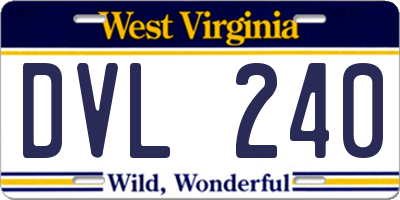 WV license plate DVL240