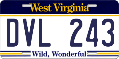 WV license plate DVL243
