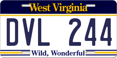 WV license plate DVL244