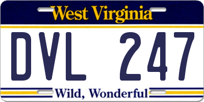 WV license plate DVL247