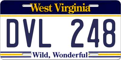 WV license plate DVL248