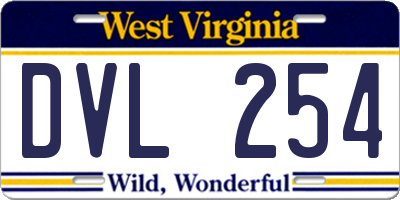 WV license plate DVL254