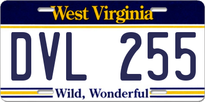 WV license plate DVL255
