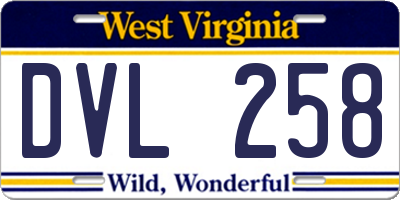 WV license plate DVL258