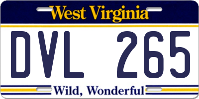 WV license plate DVL265