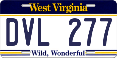 WV license plate DVL277