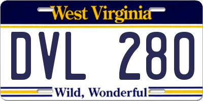 WV license plate DVL280