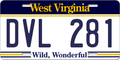 WV license plate DVL281