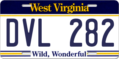 WV license plate DVL282