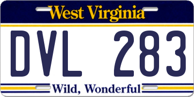 WV license plate DVL283
