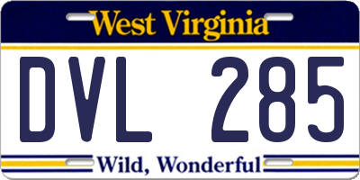 WV license plate DVL285