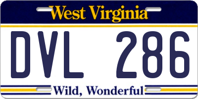 WV license plate DVL286
