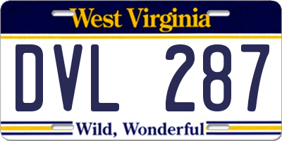 WV license plate DVL287