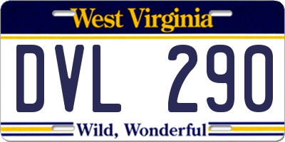 WV license plate DVL290