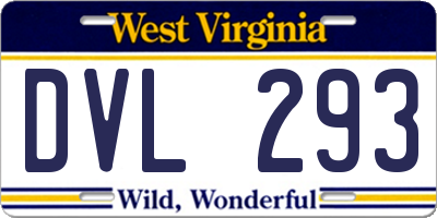 WV license plate DVL293