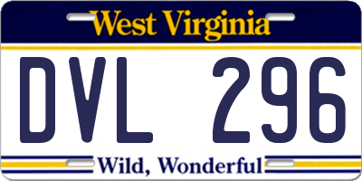 WV license plate DVL296