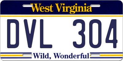 WV license plate DVL304