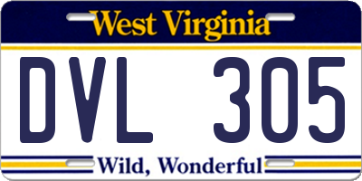 WV license plate DVL305