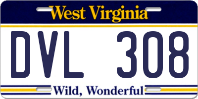 WV license plate DVL308