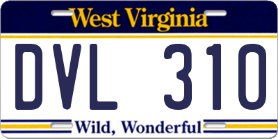 WV license plate DVL310