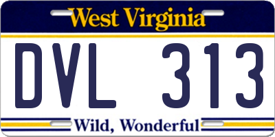 WV license plate DVL313