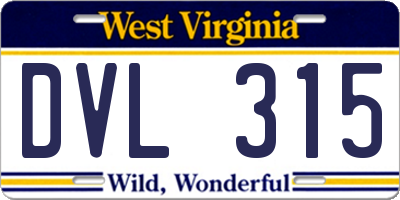 WV license plate DVL315