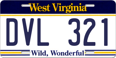 WV license plate DVL321