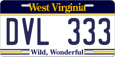 WV license plate DVL333