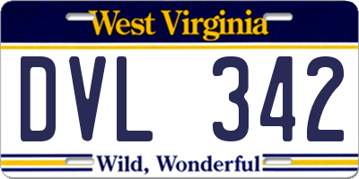 WV license plate DVL342
