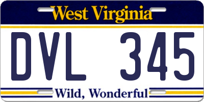 WV license plate DVL345