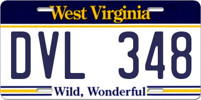 WV license plate DVL348