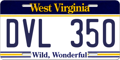 WV license plate DVL350