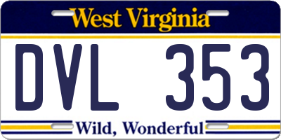 WV license plate DVL353