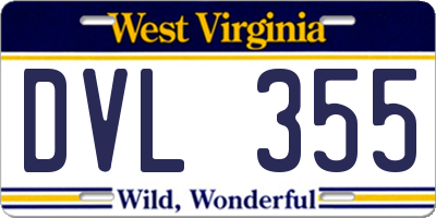 WV license plate DVL355