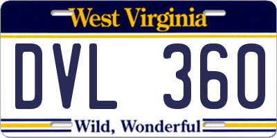 WV license plate DVL360