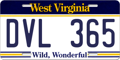 WV license plate DVL365