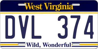 WV license plate DVL374