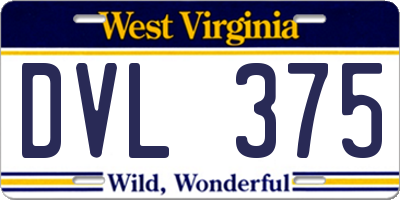 WV license plate DVL375