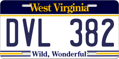 WV license plate DVL382
