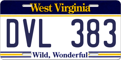 WV license plate DVL383