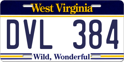 WV license plate DVL384
