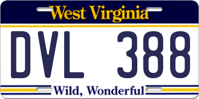 WV license plate DVL388