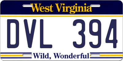 WV license plate DVL394