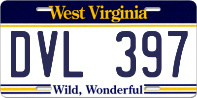 WV license plate DVL397