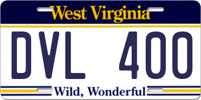 WV license plate DVL400