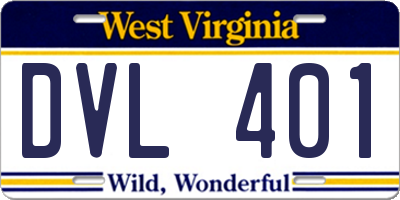 WV license plate DVL401