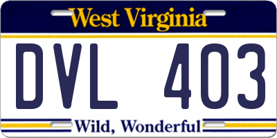 WV license plate DVL403