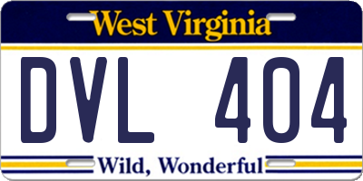 WV license plate DVL404