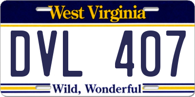 WV license plate DVL407